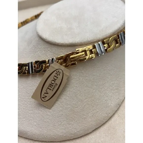 D'Orlan Gold & Rhodium Plated Necklace - 16" Length - Picture 2 of 2